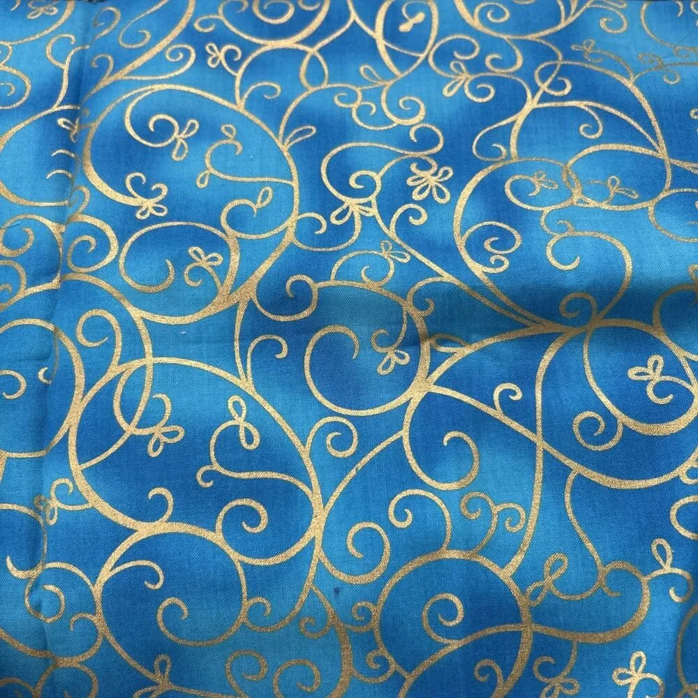 Shades Of Blue Quilting Cotton Fabric Sewing Textile Art Lot 11 Pc